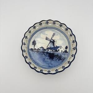 Delft Blue Decorative Bowl Windmill Made in Holland Windmill